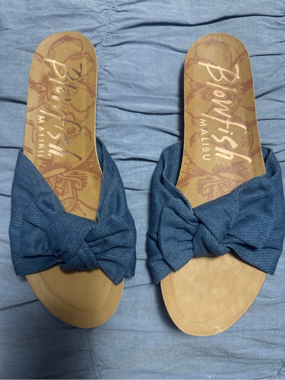 Blowfish Denim Blue Knotted Slide Sandals